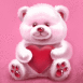 Nounours rose avec un coeur