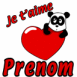 Coeur et panda "Je t'aime"