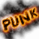 Mention Punk en feu sur fond blanc